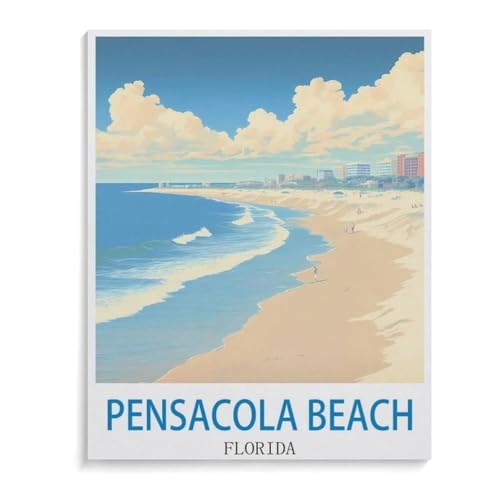 Pensacola-Florida Beach,DIY Malen Nach Zahlen-Vorgedruckt Leinwand-Ölgemälde Geschenk für Erwachsene Kinder Kits Home Haus Dekor(20x30cm）-M56 von BEAYODKP