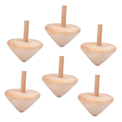 6St hölzerner Kreisel Kinderspielzeug Mini-Spielzeug Vorschulspielzeug Kinder DIY Malspielzeug Spielzeug für Kinder Toys drehbare Tischplatten aus Holz Kinder bemalten Kreisel BEBEMOKO von BEBEMOKO