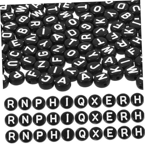 BEBEMOKO 1 Alphabet-Perlen-Schmuck Crimpen Würfelbuchstabenperlen gießen Rocailles Bausätze armbandperlen buchstabenkette Schmuckbasteln Abstandsperlen schwarze Buchstabenperlen Acryl Black von BEBEMOKO