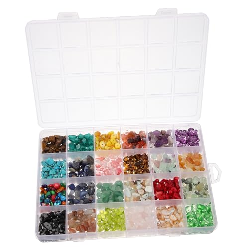 BEBEMOKO 1 Box Naturstein-Perlen, Bandverschluss, Kettenwebstuhl, Freundschaftsarmbänder, Perlen-Set, Edelsteinperlen für Armbänder, Charm, Schmuck, Schnur, Sicherungsperlen, Anhänger, von BEBEMOKO