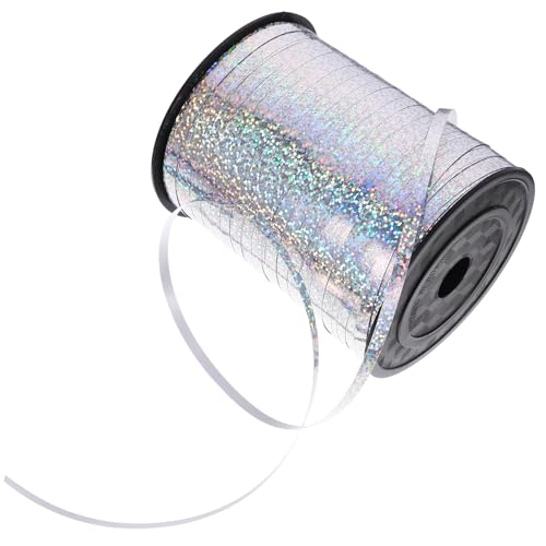 BEBEMOKO 1 Rolle Ballonband Girlande Dekorationen golden rotes Band Samtband seidenband ribbon hochzeit dekoration ziehschleifenband Blumenverpackungsband dekoratives Band Plastik Silver von BEBEMOKO