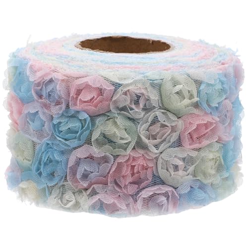 BEBEMOKO 1 Rolle Buntes Rosen-Sticknetz Gefälschte Pflanzen Hochzeitsdekorationen Bänder Pinke Sachen Quilten paket beutel Handgestickte Kleidung stoffband bestickte Kleiderstoff nähen von BEBEMOKO