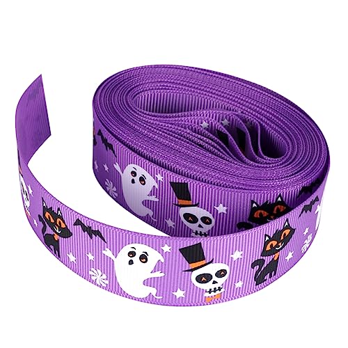 BEBEMOKO 1 Rolle Halloween Dekoband Halloween Band Hochzeit Dekor Heiligtum Handwerk Band Geist Dekor Ripsband DIY Band Backen Band DIY Handwerk Band Polyester Lila von BEBEMOKO