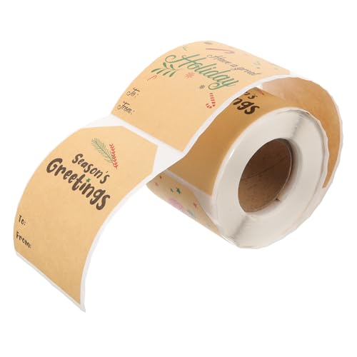 BEBEMOKO 1 Rolle Siegeletiketten-Aufkleber, Umschlagaufkleber, Etiketten, selbstklebende Verpackungsaufkleber, Kraftpapier von BEBEMOKO