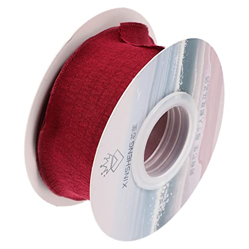 BEBEMOKO 1 Rolle Spitzenband mit Rüschen, breites Band zum Basteln, Spitzen-Kleidungsbesatz, zarte Kleidung, Stoffband, Schleifen, Band für Blumenstrauß, handgefertigt, Nähstoff, Polyester, Rot von BEBEMOKO