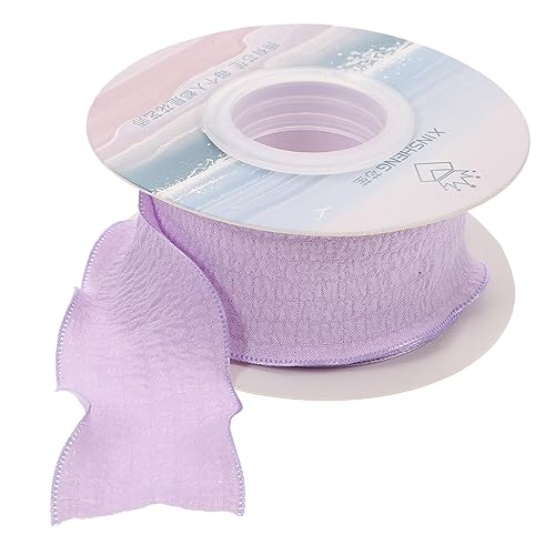 BEBEMOKO 1 Rolle Spitzenband mit Rüschen für den Urlaub, Blumenarrangements, Hochzeitszeremonie, Dekorationen, doppelte Rüschenbänder, Makramee-Dekor, Polyester, Violett von BEBEMOKO