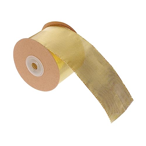 BEBEMOKO 1 Rolle goldenes und silbernes Zwiebelband, Dekorationen, transparentes Geschenkband, Chiffonband, Drahtgeflecht, Blumenstrauß, zartes Geschenkband, goldene Metallic-Linie von BEBEMOKO