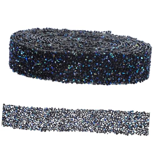 BEBEMOKO 1 Rolle selbstklebende Strasssteine Hot Drill Mesh Ribbon Bling Aufkleber Strass Bling Strass Band Strass Band Edelstein Aufkleber Strass Kleidung Strass Harz Schwarz von BEBEMOKO