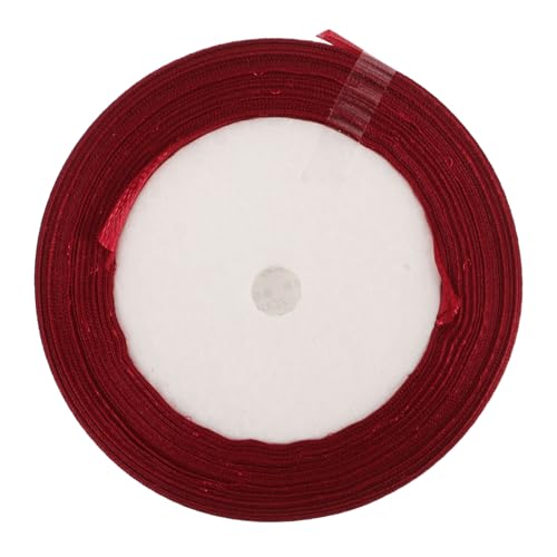 BEBEMOKO 1 Rolle weinrotes Band, rotes Bastelband, Listones para Eternas Bouquet Supplies Stoff, Satinband, rotes Wickelband, Verpackungsbänder, rotes Satinband, Polyester von BEBEMOKO