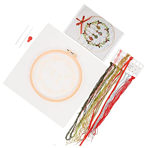 BEBEMOKO 1 Satz Weihnachtskreuzstich Kreuzstichpackungen Diy-kits Nadelkunst-kit Weihnachts-stickset Punch-stickerei-kit Gestempelte Stickereikleidung Nadel Bastelset Baumwollkleidung von BEBEMOKO