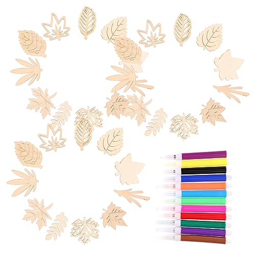 BEBEMOKO 1 Set Blätter Ahornholzspäne Blätter DIY Ornamente Blanko Ahornblätter Handwerk Blank Blatt Herbst Blatt Ausschnitte Thanksgiving Baum Ornament Dekor Etiketten Holzscheiben für DIY Pinsel von BEBEMOKO