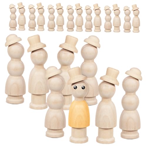 BEBEMOKO 1 Set Graffiti Holzfigur Blankofiguren Unvollendete Peg People Craft Rohlinge Peg Puppen Dekore Holzklammern Menschen Holz Menschen Klammern Holzfiguren zum Basteln Holz Handwerk Beige von BEBEMOKO