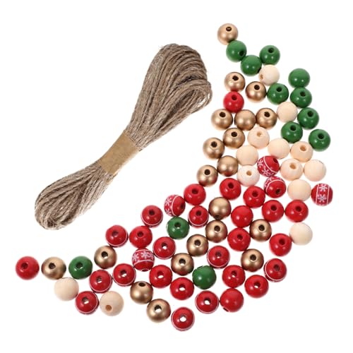 BEBEMOKO 1 Set Holzperlen zum Basteln, lose Weihnachtsperlen, Schneemann-Bastelperlen, Urlaubs-Girlande, Weihnachtskranz, rustikale Schneemann-Perle, Weihnachtsgirlande, Weihnachtsschmuck-Dekoration von BEBEMOKO