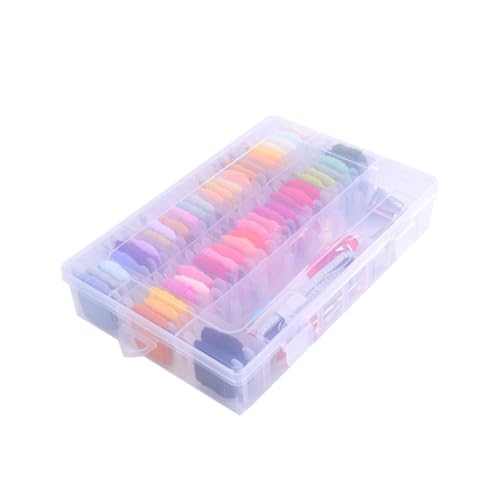 BEBEMOKO 1 Set Stickwerkzeug Kit 50 Stk. Einfarbige Fäden Und 8 Stk. Zubehör Mit 1 Stk. Plastikbox Für DIY Sewing Home Women Girl von BEBEMOKO