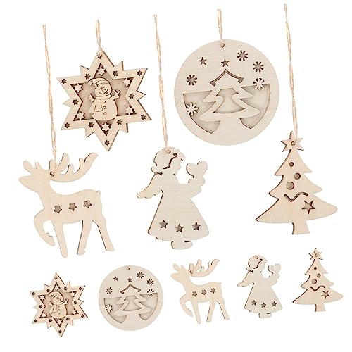 BEBEMOKO 1 Set Weihnachtsdekoration Aus Holz Für Kinder Weihnachtsbasteleien Christbaumkugeln DIY Schneemannformen Hängende Weihnachtsdekorationen Unvollendete Weihnachtsanhänger von BEBEMOKO