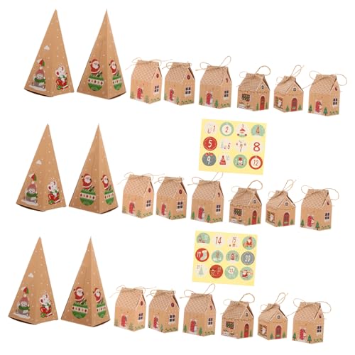 BEBEMOKO 1 Set Weihnachtshaus Candy Box Countdown Box Party Geschenkpapier Xmas Boxen Digital Kalender Haus Treat Boxen Weihnachten Cookie Boxen Seil von BEBEMOKO