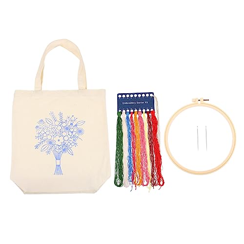 BEBEMOKO 1 Set bestickte Leinwand Tasche Kits Stickständer Handtasche Stich Tasche Stickrahmen Ständer Stickerei Halter Satchel Stickrahmen Nährahmen Stickset für Anfänger von BEBEMOKO