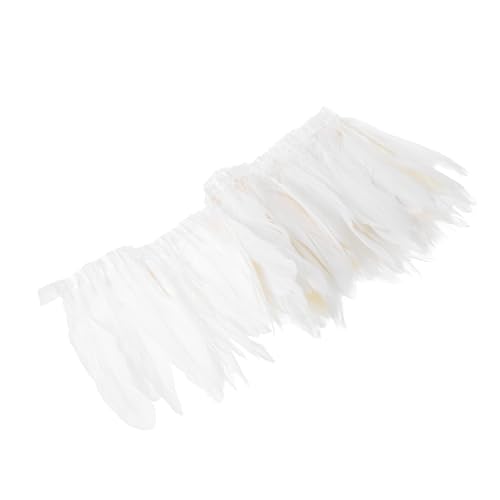 BEBEMOKO 1 Stück Selvage Goose Tuch Streifen Fransen DIY Handwerk Zubehör Traumfänger DIY Hackle Trim Kleidung Dekoration Trim DIY Nähen Kleidung Haushalt Dekor Flauschige Gans Weiß von BEBEMOKO