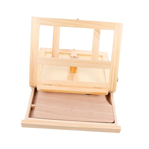 BEBEMOKO 1 x Mini-Holzständer, kleiner Schreibtisch mit Schubladen, Monitor-Kunst-Staffelei, Arbeitsplattenbehälter, Schreibtisch-Display, tragbare Poster-Staffelei, Ständer, Laptop, Wandgitter, von BEBEMOKO