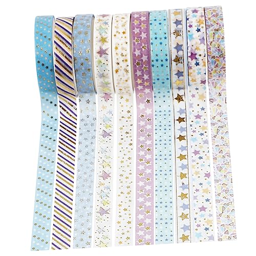 BEBEMOKO 10 Rollen Heißpräge-Washi-Tape Retro-Aufkleber Washi Tape abkleben Vintage-Aufkleber Klebstoff scrapbook scheckheft Washi Tape für Sammelalbum Klebeband selber machen Papier von BEBEMOKO