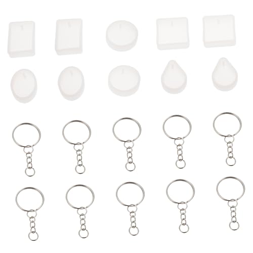 BEBEMOKO 10 Sets Anhänger Form Schlüsselanhänger Anhänger DIY Form berührungslose Form Kreis Schablonen DIY Schlüsselanhänger Zubehör Kit Schmuck Anhänger Guss-Geometrie Charme Form Haustier Tags von BEBEMOKO