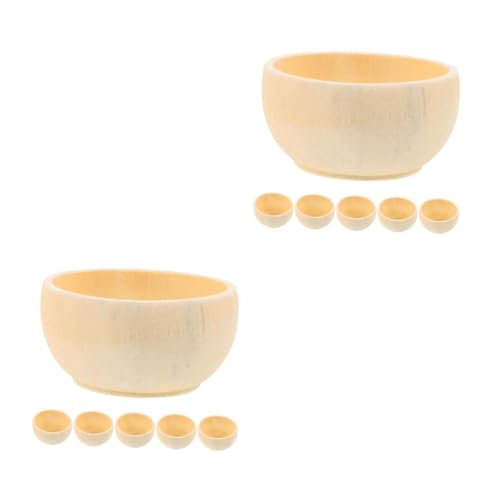 BEBEMOKO 10 Stk Holzschüssel Schalen zum Kochen vorbereiten Farbsortierschalen Dip-Sauce-Schüssel bastel materialien Holzdekoration DIY basteln Holzschalen kleine Holzschalen hölzern von BEBEMOKO