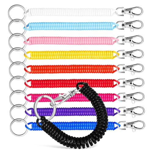 BEBEMOKO 10 Stk Schlüsselanhänger Kettengürtel Federspiralkette Outdoor-schlüsselseil Kabel Ring Schlüsselhalter Bungee Karabinerschlüssel Einziehbares Lanyard Schlüsselbänder Haken Plastik von BEBEMOKO