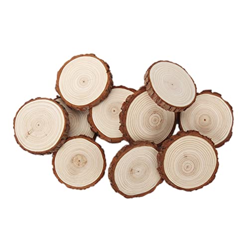 BEBEMOKO 10 Stück Baumrinde Holzscheiben Baum Tischdekorationen DIY hängende natürliche Ornamente Baum runde Holzscheiben DIY Holzscheiben von BEBEMOKO