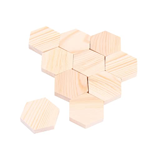 BEBEMOKO 10 Stück DIY Holzblock Polygonal Unlackiert Sechseck Plank Quadratische Etiketten Handwerk Holz Kleine Holzblock Holz von BEBEMOKO