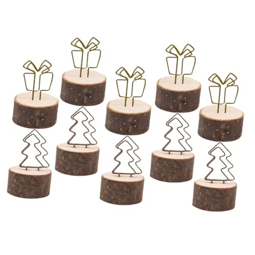 BEBEMOKO 10 Stück Holz Handwerk Retro Rinde Cartoon Clip Visitenkarten Clip DIY Foto Eisen Clip Fotohalter Clip Ständer Memo Clip Hochzeit Sitzetiketten Etiketten Tischnummernhalter Clip von BEBEMOKO