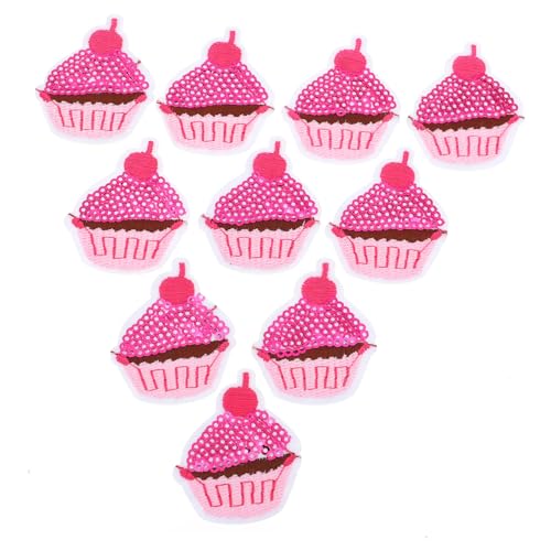 BEBEMOKO 10 Stück Pailletten Cupcake Patches Trendige Eisen Aufnäher Für Kreative DIY Projekte Perfekt Zur Dekoration Von Hochzeiten Torten Und Vielseitig Einsetzbar von BEBEMOKO