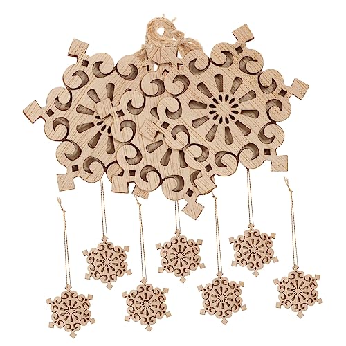 BEBEMOKO 10 Stück doppelte dekorative Holzspäne Krippendekoration Weihnachtsdekorationen Weihnachten blanko Ornamente Weihnachtsschmuck Verzierungen für Handwerk holzige Dekoration Seil von BEBEMOKO