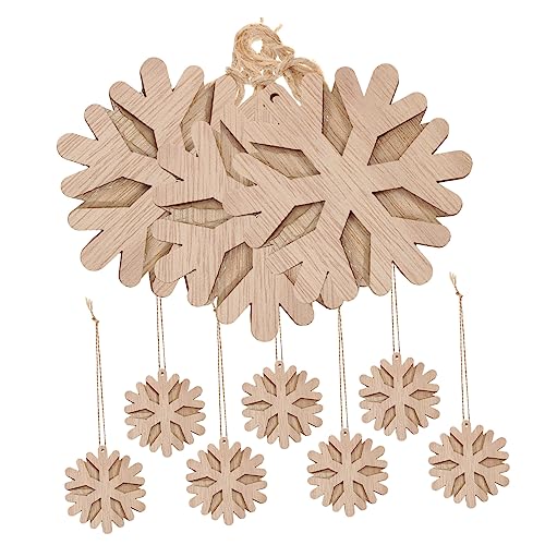 BEBEMOKO 10 x doppelte dekorative Holzspäne, Weihnachtsanhänger, Weihnachtsanhänger, rustikale Weihnachtsdekoration, Weihnachtsdekoration, Weihnachtsbaumschmuck, Ornament, Holzscheiben, Seil von BEBEMOKO