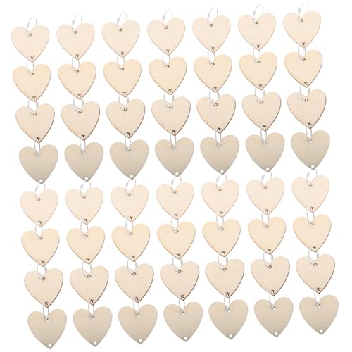 BEBEMOKO 100 Set Erinnerung zum Aufzeichnen Holzspäne Holzanhänger mit Löchern Geburtstag Handwerk Herz Scheiben Handwerk Herz Holzornamente Handwerk Holz Tags Hochzeit Herz Tags Holz Beige von BEBEMOKO