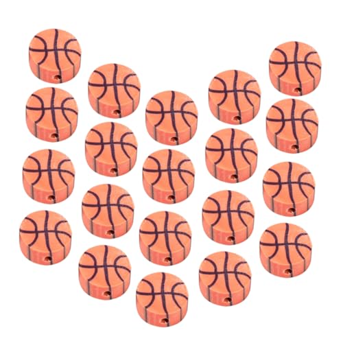 BEBEMOKO 100 Stück Basketball-Perlenmaterial, Tonperlen, Armband-Set, Basketball-Abstandshalter, Perlen, Schmuckherstellung, Abstandshalter für Schmuckherstellung, Polymerton, Orange von BEBEMOKO