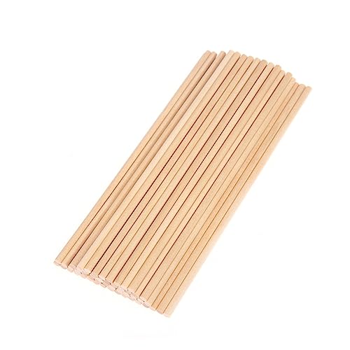 BEBEMOKO 100 Stück Holzstäbchen Dübelstangen Bastelbedarf Sticks unlackierte Hartholzstäbe Handwerk Runde Stick Bastelstäbe DIY Handwerk Stäbe Popsicle Sticks für Handwerk Hartholz Dübel von BEBEMOKO