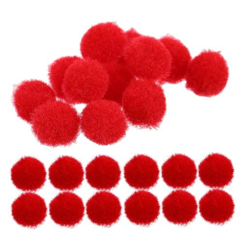 BEBEMOKO 100 Stück Plüschbälle, Weihnachts-Bommeln für Hüte, verschiedene Pompons zum Basteln, Pompom-Maker, Mini-Filzbälle, Woll-Pompons, Weihnachts-Poms, Pompons, Bommeln, Pompons, Rot, Polyester von BEBEMOKO