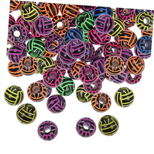 BEBEMOKO 100St Volleyball-Perlen dekorative Perlen armband DIY perlen Perlenanhänger selber machen Decorative beads Volleyball beads Armband, das lose Perlen herstellt Sportperlen aus Acryl von BEBEMOKO