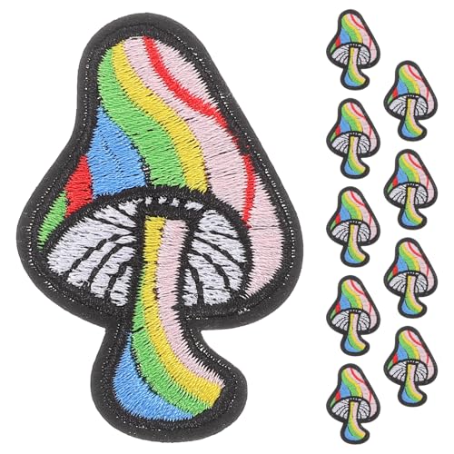 BEBEMOKO 10St Pilz-Stoff-Patch Aufnäher gestickt Kleidungsflicken Flicken für Kleidung Pilzflecken muttertagsgeschenk zum basteln bügelbild abriebfeste Hutaufnäher Mantelflicken Polyester von BEBEMOKO