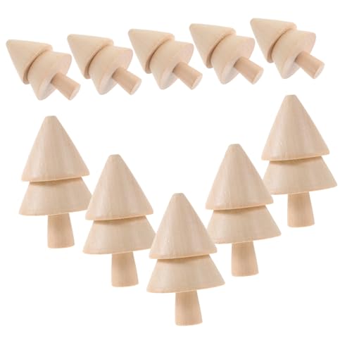 BEBEMOKO 10pcs Home Desktop DIY Weihnachtsbaum Mini Weihnachtsbaum Figur Kleine Weihnachtsbäume Einzigartige DIY Weihnachtsbaum Modell Weihnachtsbaum zum Bemalen Mini Weihnachtsbaum Figur Holz von BEBEMOKO