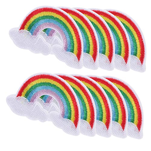 BEBEMOKO 10st Bemalte Wolkenstickerei Patches Nähen Motivapplikationen Kleine Kleiderflicken Abzeichen Annähen Patchapplikation Nähen Flicken Jacken Stickereiflecken Aufnäher Colorful Stoff von BEBEMOKO