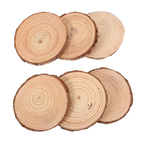 BEBEMOKO 10st Runde Holzspäne Holzscheiben Für Mittelstücke Holzkreise Für Mittelstücke Naturholzscheiben Zum Basteln Holzornamente Holzschmuck Zum Bemalen Brown Kiefernholz von BEBEMOKO