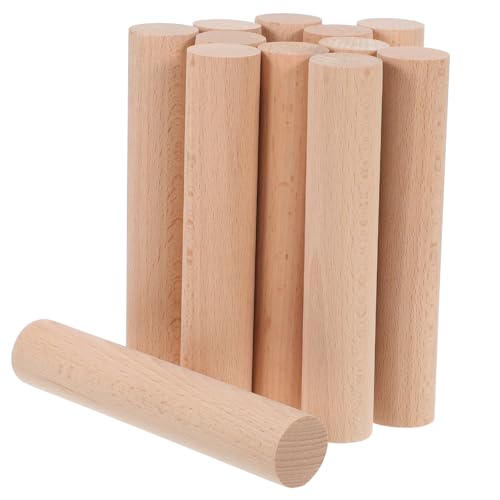 BEBEMOKO 12 Stück Buche Stick Dübelstange Nudelholz für Teig Französisch Nudelholz Nudelholz zum Backen Holzstab für Makramee Nudelholz zum Basteln Holzstäbe Holzstäbe Lang Beige von BEBEMOKO