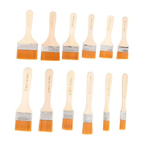 BEBEMOKO 12-teiliges Pinsel-Set, flache Farbe, professionelle Farbe, Orange, Nylon von BEBEMOKO