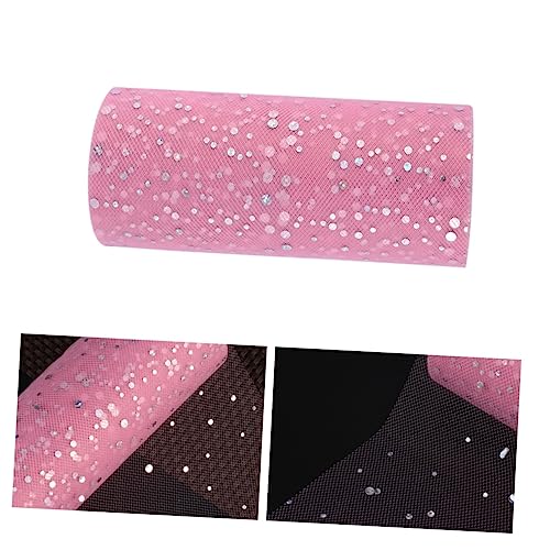 BEBEMOKO 15 cm 22 Meter rosa lila Glitzer Pailletten Tüll Rolle Spule für Hochzeit Party Dekorationen DIY Handwerk Geburtstag Party Supplies leichte und elegante Organza-Tutu-Dekoration von BEBEMOKO