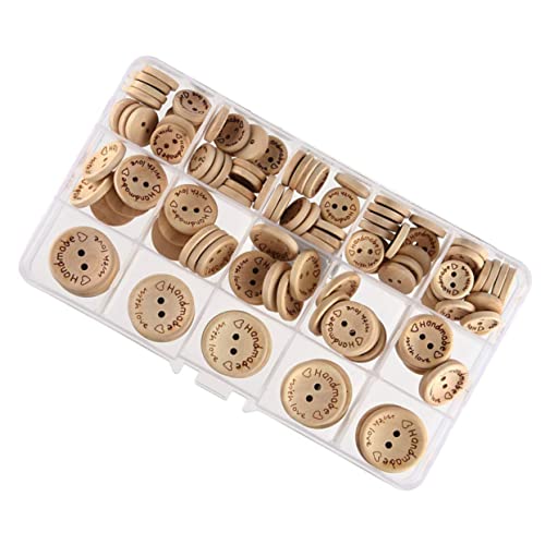 BEBEMOKO 150 Stück gemischte runde Formen Knopfperlen Set für Armbandherstellung, zwei Augenschalen, Schnallen, Liebesknöpfe, Beige, für Kinderschmuck, Basteln von BEBEMOKO