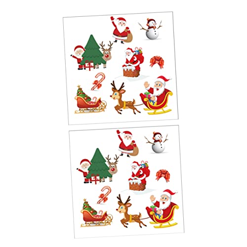 BEBEMOKO 2 Bögen Sublimationsaufkleber DIY Design Dekor Wärmeübertragung Aufkleber Weihnachten Weihnachtsmann Patches Weihnachten Nähen auf Patch Santa Aufkleber Weihnachten Shirt Decals Relief Print von BEBEMOKO