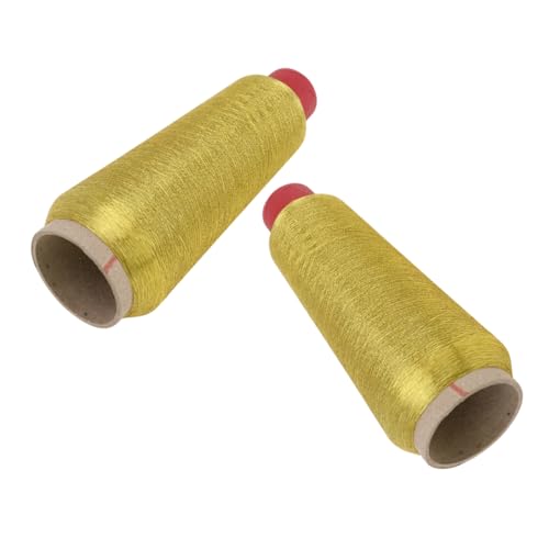 BEBEMOKO 2 Rollen Nähmaschine Stickgarn Bastelgarn Kreuzstich Garn Nähmaschinengarn Nähgarn Kreuzstich Kit Stickgarn Kit Glitzergarn Polyester Golden von BEBEMOKO