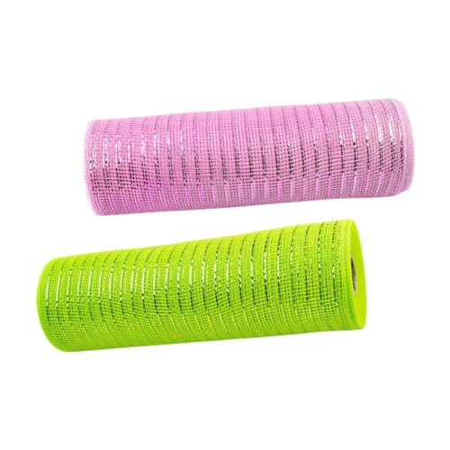 2 Rollen Ostern Poly Mesh Band Frühling Ostern Drahtkante Band Poly Decor Mesh Band für DIY Kranz Herstellung Handwerk Ostern Party Dekoration 9,1 von BEBEMOKO