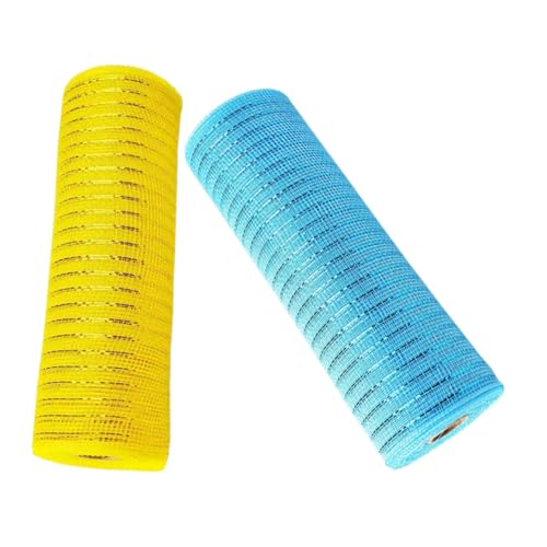 2 Rollen Ostern Poly Mesh Band Frühling Ostern Drahtkante Band Poly Decor Mesh Band für DIY Kranz Herstellung Handwerk Ostern Party Dekoration 9,1 von BEBEMOKO